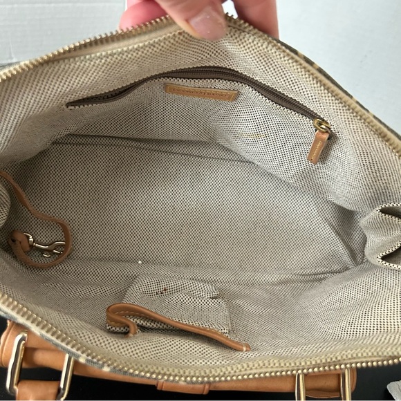 Vintage Dooney & Bourke Small Domed Pocket Satchel Gray Canvas Florentine - Picture 10 of 12